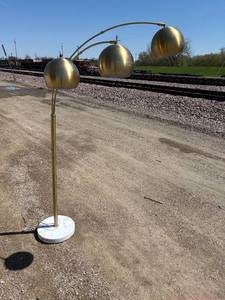 Vintage Mid-Century Modern 3 Light Bobble Floor Lamp on Marble Base