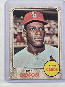 lot 16 image: Bob Gibson 1968 Topps #100 Vintage Baseball Card