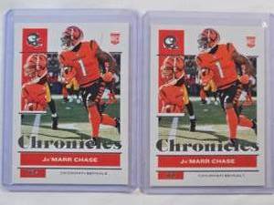lot 45 image: Lot of 2 JaMarr Chase 2021 Panini Rookie Cards