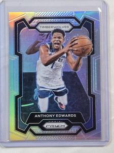 lot 50 image: Anthony Edwards 2023-24 Panini Prizm Silver Holo No. 108