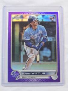 lot 74 image: Bobby Witt Jr. Rookie 2022 Topps Chrome Purple Refractor USC35
