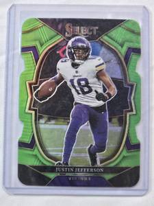 lot 86 image: Justin Jefferson 2022 Panini Green Die Cut #50 Numbered 141299