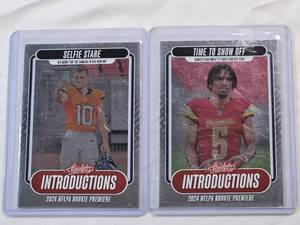 lot 92 image: Lot of 2 NFL Absolute Football Introductions Rookie Cards Bo Nix and Jayden Daniels