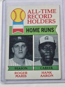 lot 122 image: Hank Aaron Roger Maris 1979 Topps #413 Top All-Time Records Home Runs Vintage Baseball Card