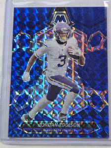 lot 125 image: Jordan Addison 2024 Panini Blue Mosaic SP #144 and Numbered 4699