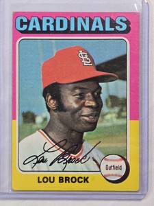 lot 172 image: Lou Brock 1975 Topps Auto No. 540 Vintage Baseball Card