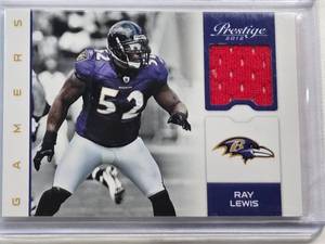 lot 191 image: Ray Lewis 2012 Panini Prestige Relic Card No. 13