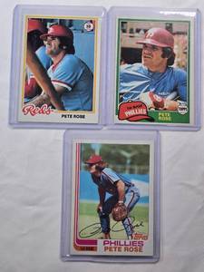 lot 200 image: Lot of 3 Vintage Pete Rose Topps Cards