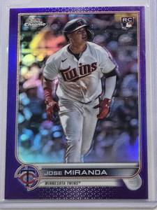 lot 248 image: Jose Miranda Rookie 2022 Topps Purple Refractor USC119