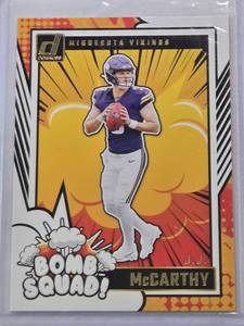 lot 279 image: J.J. McCarthy Rookie 2024 Panini Donruss Bomb Squad Insert No. 5