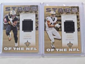 lot 280 image: Lot of 2 Alvin Kamara and Michael Thomas Relic Cards