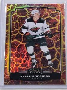 lot 293 image: Kirill Kaprizov 2022-23 O-Pee-Chee Hot Magma Refractro #3 and Numbered 277499