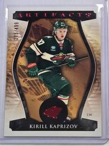 lot 302 image: Kirill Kaprizov 2023-24 Upper Deck Artifacts Relic No. 103 and Numbered 275499