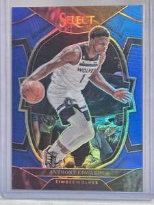 lot 216 image: Anthony Edwards 2022-23 Panini Prizm Blue Holo No. 46