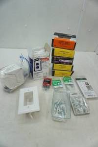 lot 25 image: Hardware Supplies screws, nails, nuts, deadbolt, wall plates