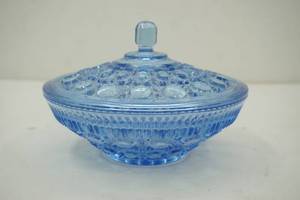 lot 38 image: AntiqueVintage Federal Glass Company 1970s Windsor Blue Candy Dish