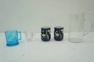 lot 58 image: Ceramic & Glass Lot Tiara Nursery Rhyme blue depression glass mug