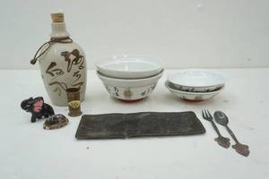lot 63 image: Vintage Japanese Sake Bottle Lot
