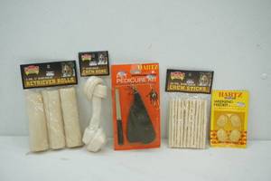 lot 112 image: Rawhide Dog Treats, Fish Food, Nail Care Kit (NEW)