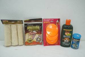 lot 113 image: Rawhide Dog Treats, Fish Food, Pet Shampoo (NEW)