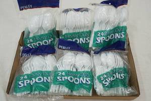 lot 151 image: Plastic Spoons (New) 6 bags with 24ct