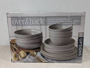lot 29 image: NEW OVER&BACK 16PC. DINNERWARE SET (GRAY)