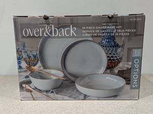 lot 30 image: NEW OVER&BACK 16PC. DINNERWARE SET (BLUE)
