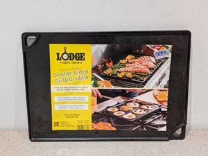 lot 35 image: LODGE CAST IRON DOUBLE SIDED GRILLGRIDDLE
