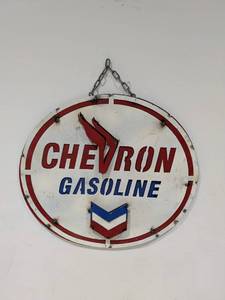 lot 68 image: HANDMADE METAL SIGNS (CHEVRON GASOLINE)