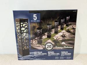 lot 73 image: 5 PK. TOMMY BAHAMA LED SOLAR BOLLARD LIGHTS