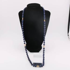 lot 44 image: Lapis Bead Necklace w 14k Gold Accent