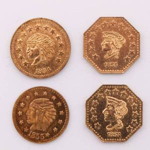 1800's California Gold Tokens Lot of 4