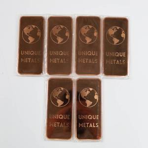 lot 30 image: 1 Pound .999 Pure Copper Bar - Lot of 6