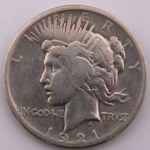 lot 10 image: 1921 US Silver Peace Dollar Key Date