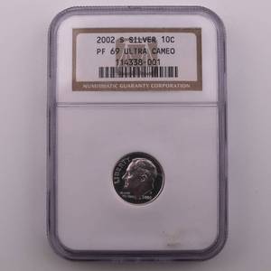 lot 47 image: NGC - 2002 US Silver Dime - PF69