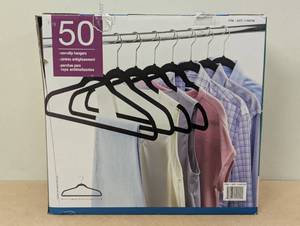 lot 82 image: Premium Costco Flocked Hangers - 50 packs - Black - Non Slip