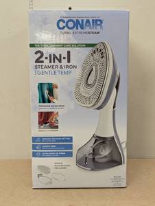 lot 86 image: Conair Turbo Extremesteam 2 in 1 Steamer and Iron with Gentle Temp Accessories