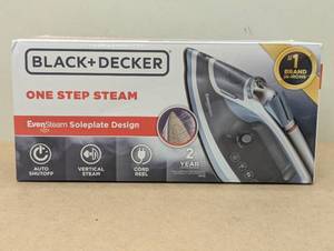 lot 56 image: BLACKDECKER Steam Iron Retractable Cord Gray 1200W Nonstick Soleplate, Anti-Drip, Vertical Steam, Comfort-Grip Handle
