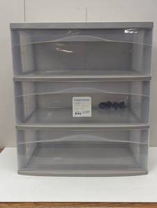 lot 37 image: 3 Drawer Wide Cart - Gray - Brightroom