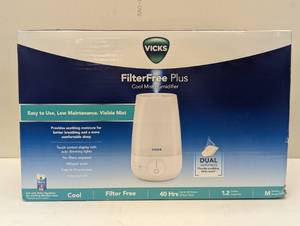 lot 40 image: Vicks Filter Free Plus Cool Mist Ultrasonic Humidifier - 1.2gal