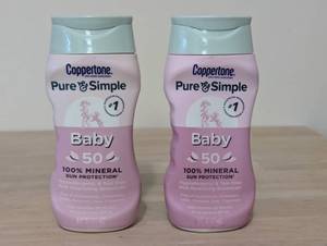 lot 149 image: 2 Pack - Coppertone Pure & Simple Baby Mineral Sunscreen - SPF 50 - 6 fl oz x2
