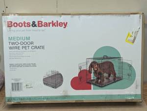 lot 115 image: Wire Collapsible Dog Crate - Black - Boots & Barkley - Medium