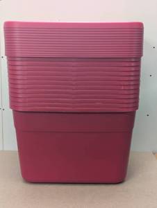 lot 117 image: Set of 12 - Brightroom Storage Totes - 18 Gallon with Lids - Red