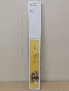lot 105 image: 2-Tier Fabric Shoe Rack - Room Essentials Freestanding Shoe Organizer, Holds 8 Pairs, Steel Frame, Dark Gray