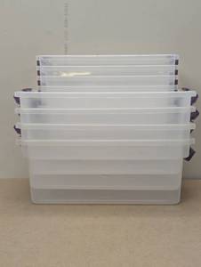 lot 107 image: Set of 10 Mini Storage Bins - 4 Medium and 6 Small - No Lids