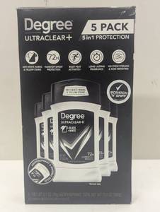 lot 184 image: Degree Solid Antiperspirant Deodorant Ultra clear Mens BlackWhite 2.7oz - 5 Pack
