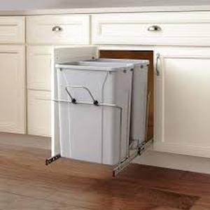 lot 30 image: Home Decorators Collection 22.5 in. x 13.5 in. x 11.75 in. In Cabinet Pull Out Soft-Close 27 Qt. Trash Can  Customer Returns See Pictures