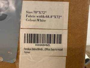 lot 25 image: Persilux Blackout Zebra Blinds - 70 x 72