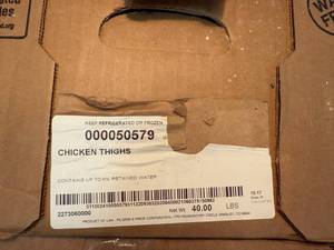 lot 55 image: F. 40lbs Chicken Thighs
