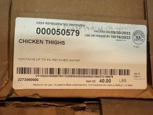 lot 58 image: F. 40lbs Chicken Thighs